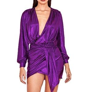 - ✨PURPLE DRAPE OPEN NECK COCKTAIL DRESS *NWT* ✨